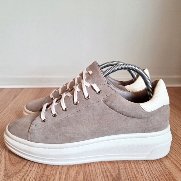 Joie Miriam Suede Leather Low Top Style Rubber Platform Taupe Sneakers Sz EU 39 - Picture 7 of 16